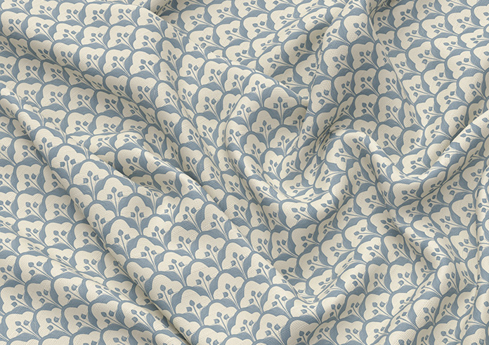 Trellis Prints, Scallop and Bud Raffs Blue - Roman Blind - Image 4